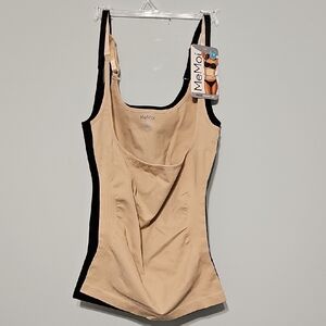 MeMoi Women's Tan And Black Braless Shaping Cami Set. Size 1x. Nwt.